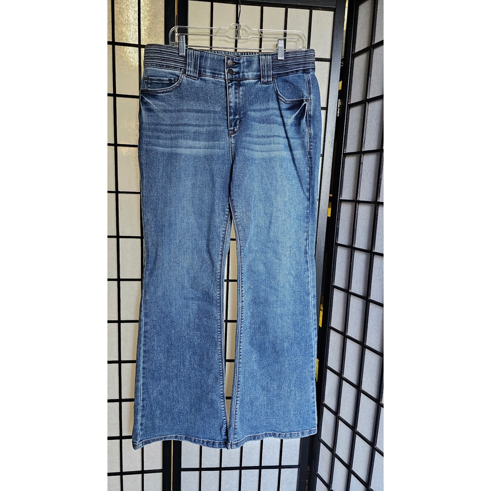 CURVE APPEAL‎ Heritage Luxe Gigi High Rise Flare Jeans Size 14/32 Stretch Denim - Picture 2 of 6